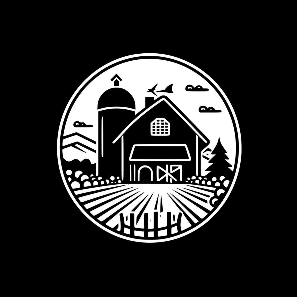 Farm - Black and White Isolated Icon - Vector illustration