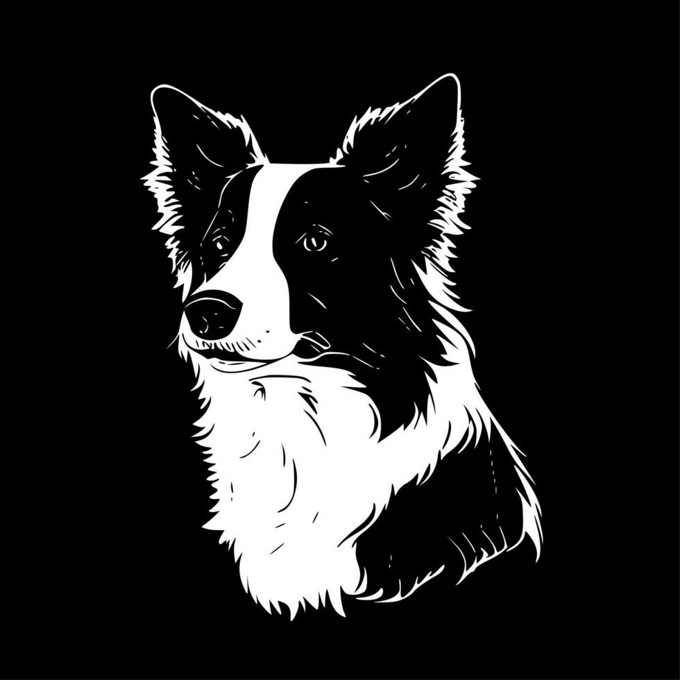 Border Collie - Black and White Isolated Icon - Vector illustration