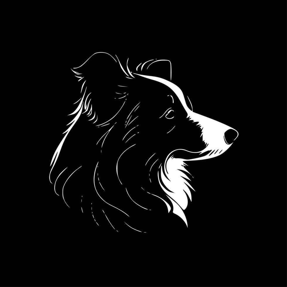 Border Collie - Black and White Isolated Icon - Vector illustration