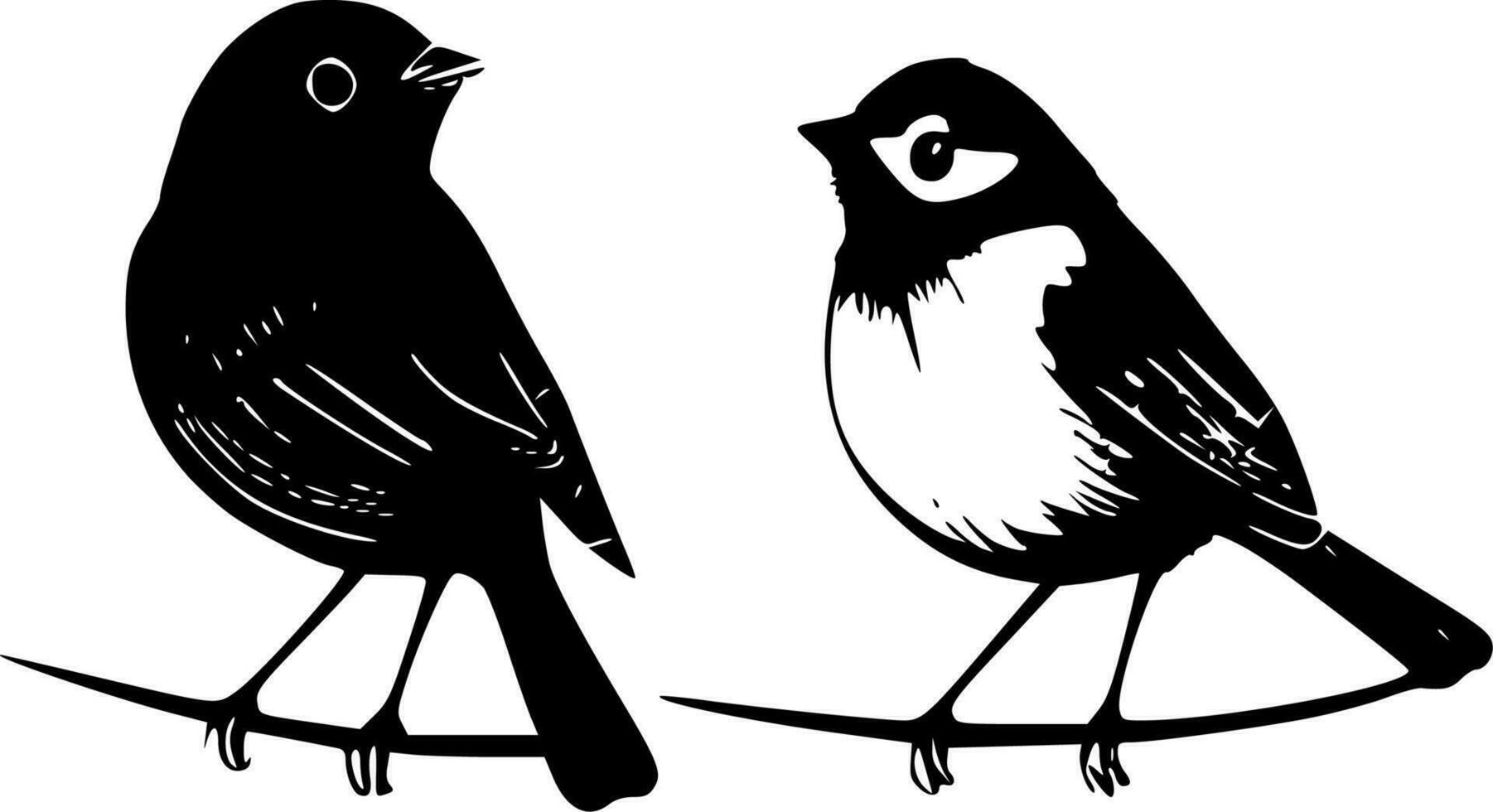 Birds, Black and White Vector illustration