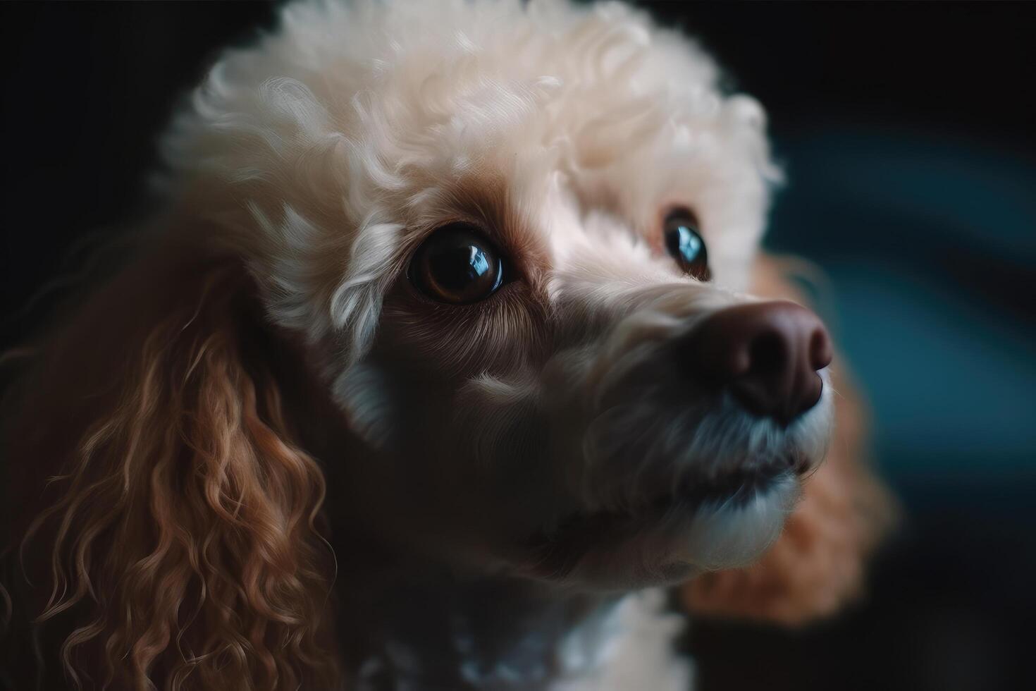 Portrait of a poodle dog. Close-up. Selective focus. photo