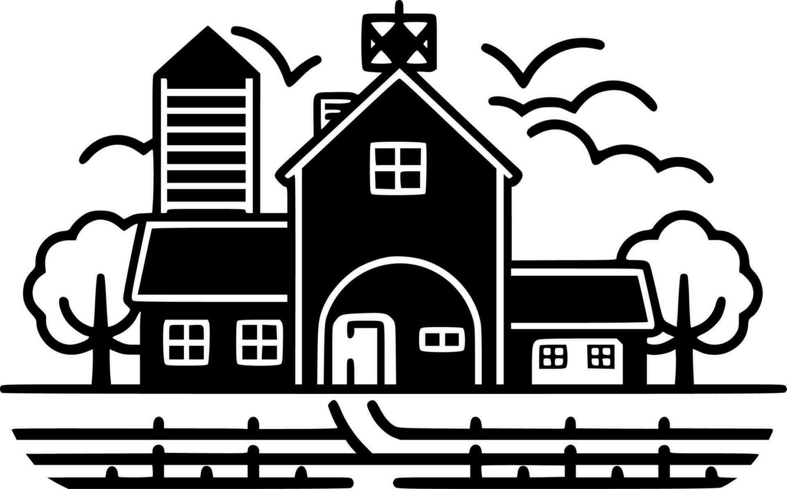 Farm, Minimalist and Simple Silhouette - Vector illustration