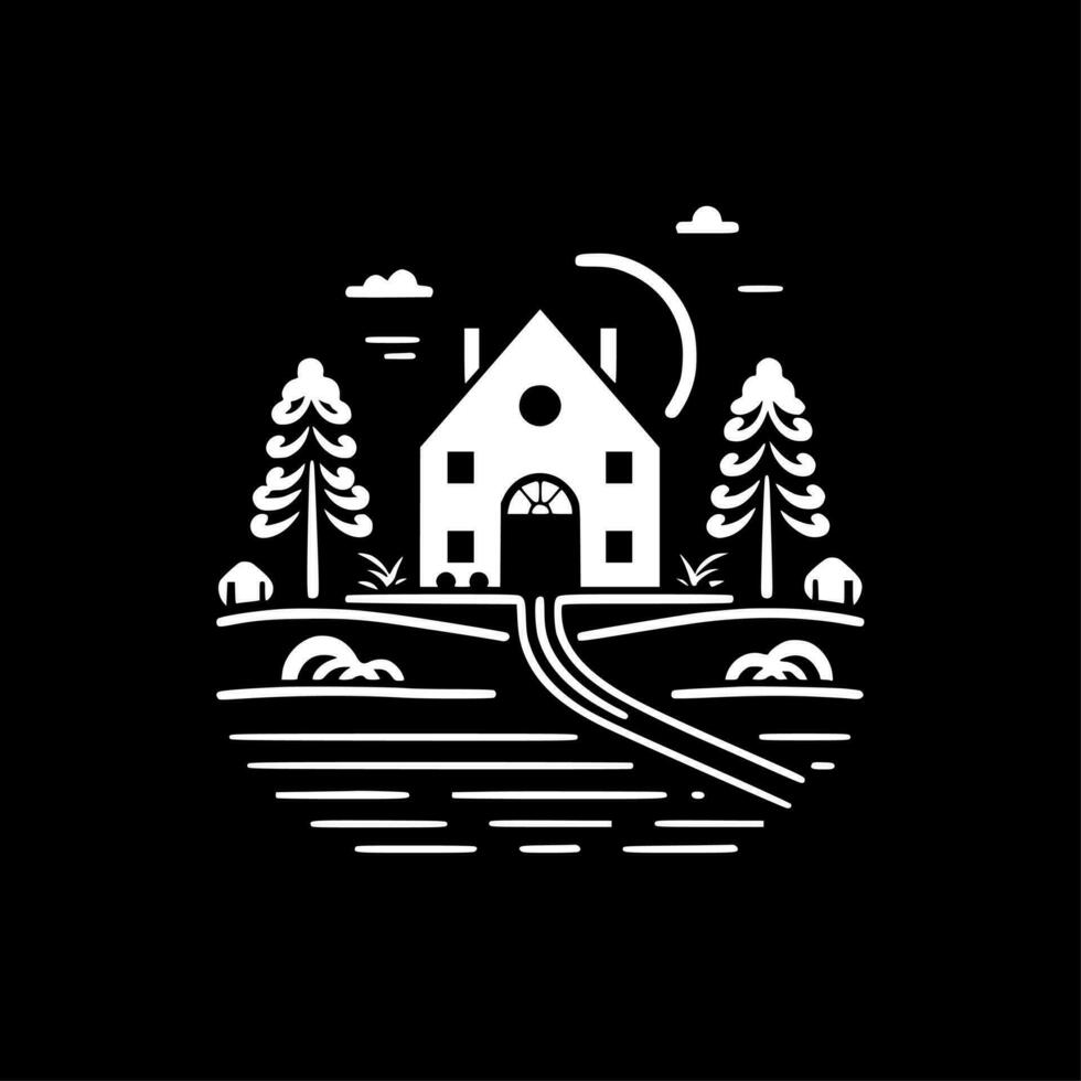 Farm - Black and White Isolated Icon - Vector illustration