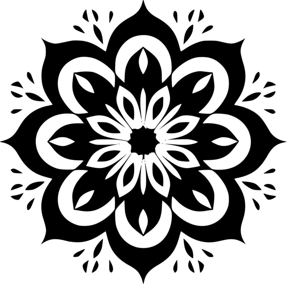 Mandala - Black and White Isolated Icon - Vector illustration