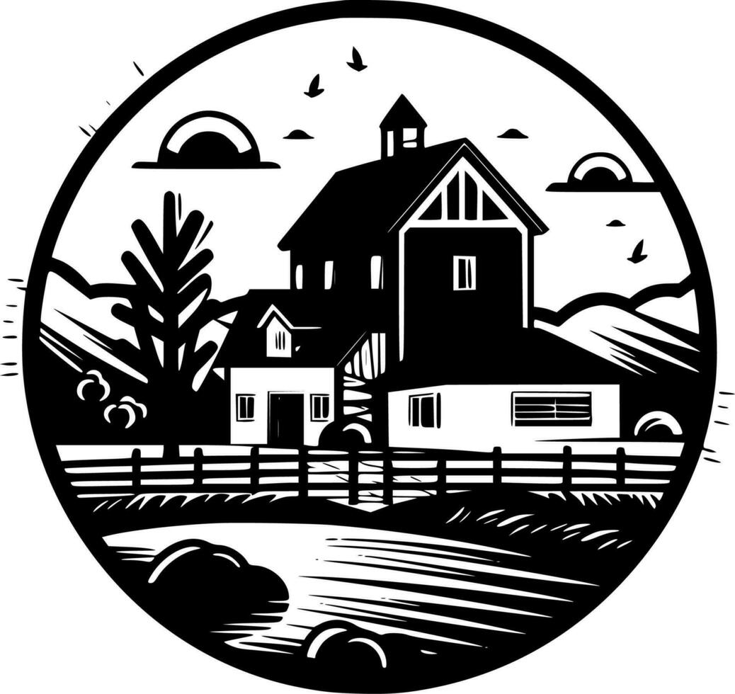 Farm, Minimalist and Simple Silhouette - Vector illustration