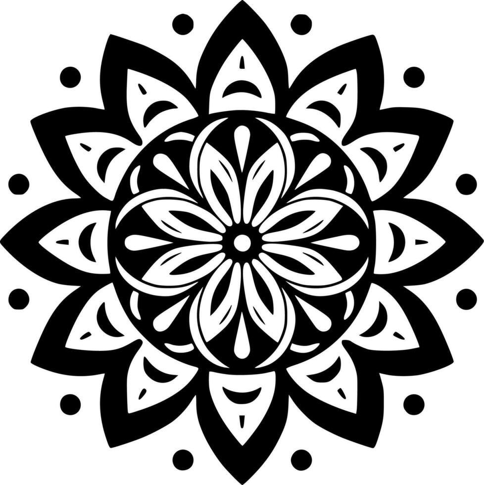 Mandala, Black and White Vector illustration