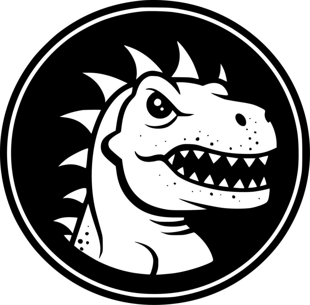 dinosaurio - negro y blanco aislado icono - vector ilustración