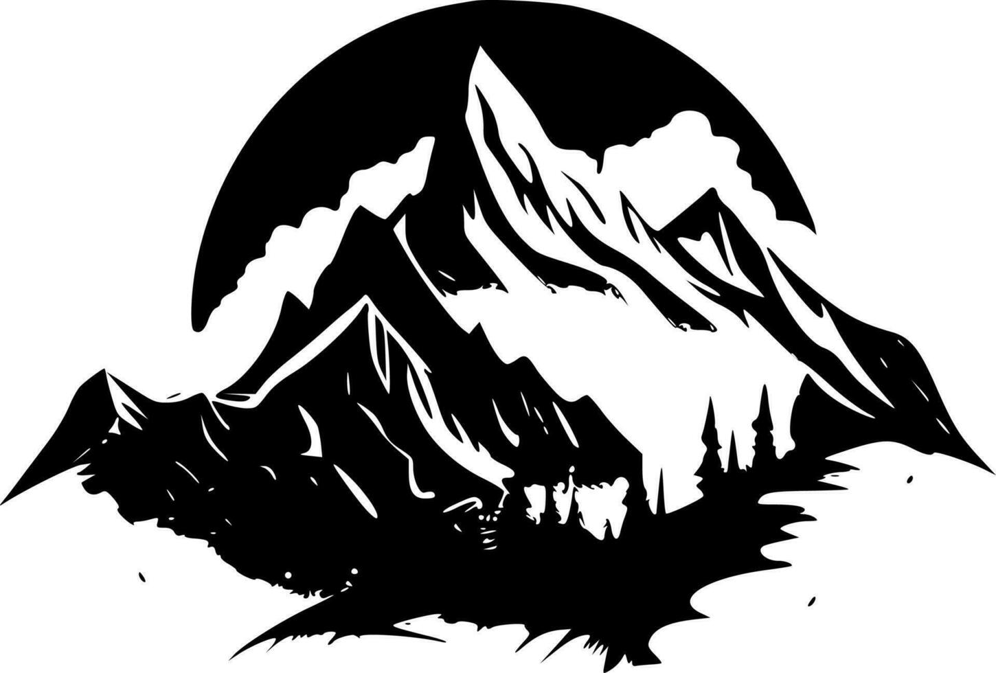 Mountains, Minimalist and Simple Silhouette - Vector illustration