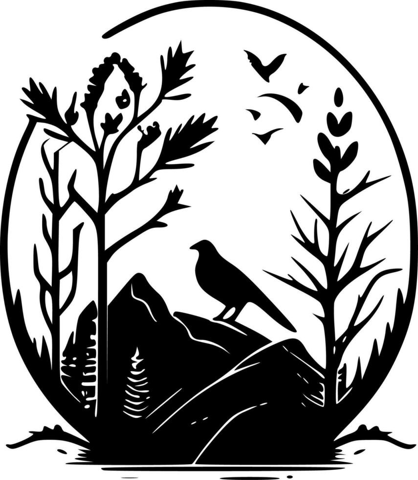 Nature, Black and White Vector illustration