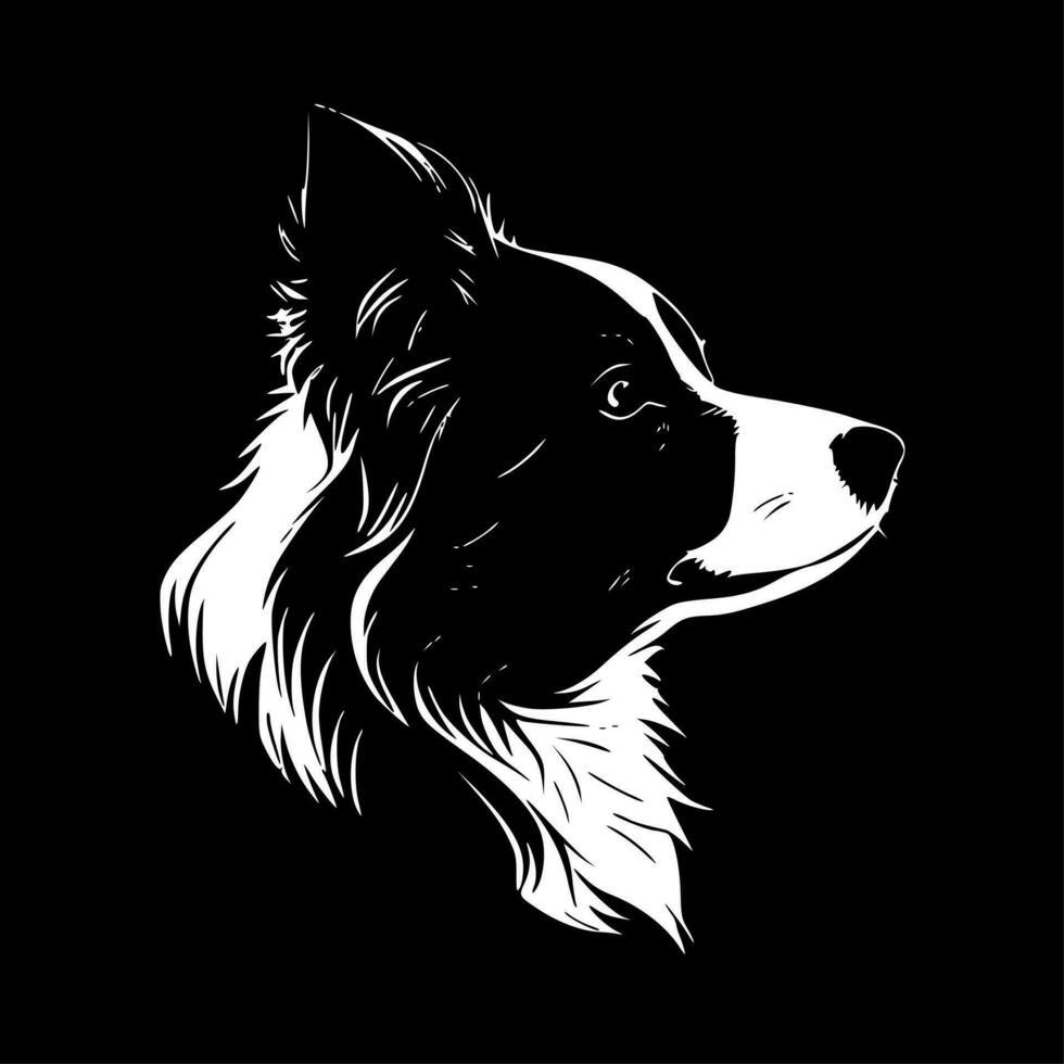 Border Collie - Black and White Isolated Icon - Vector illustration