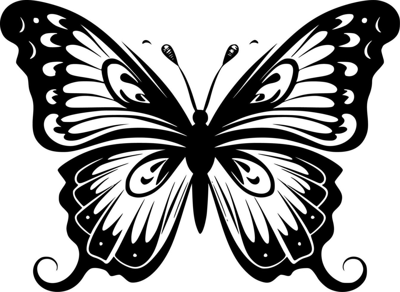 mariposas - negro y blanco aislado icono - vector ilustración