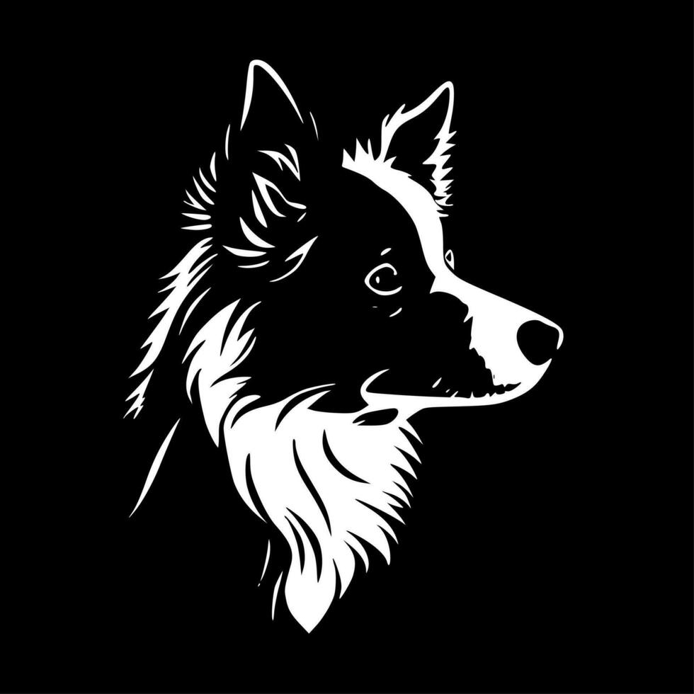 frontera collie - negro y blanco aislado icono - vector ilustración