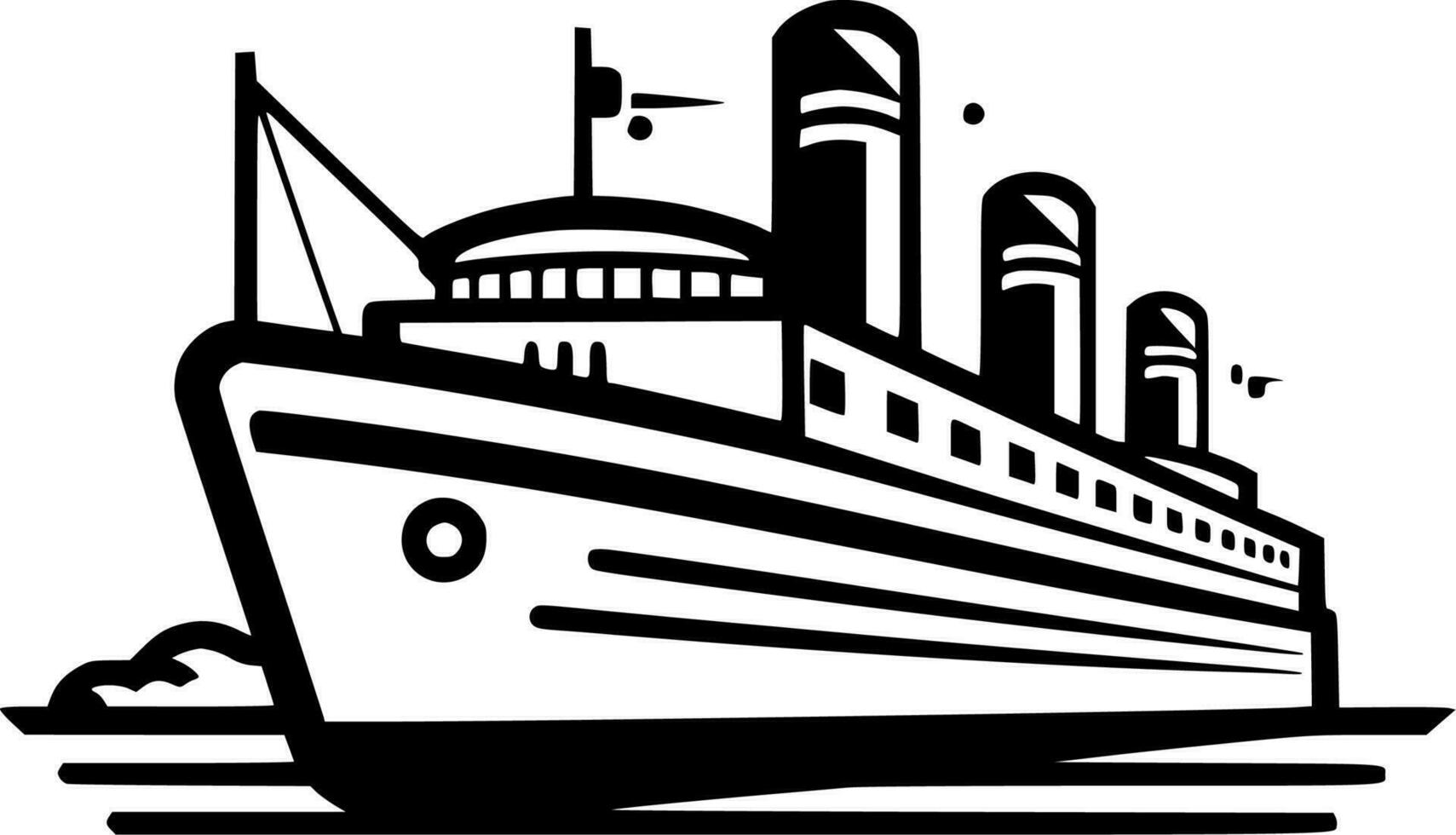 Cruise, Black and White Vector illustration