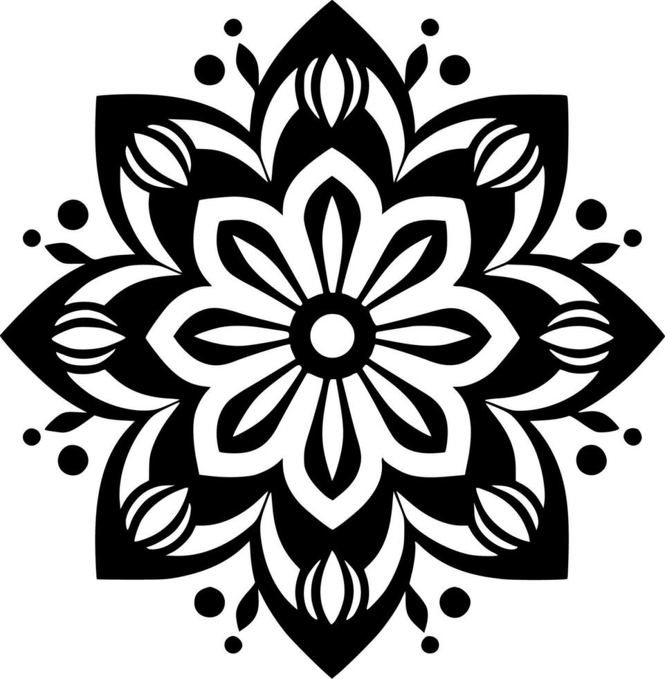 Mandala, Black and White Vector illustration