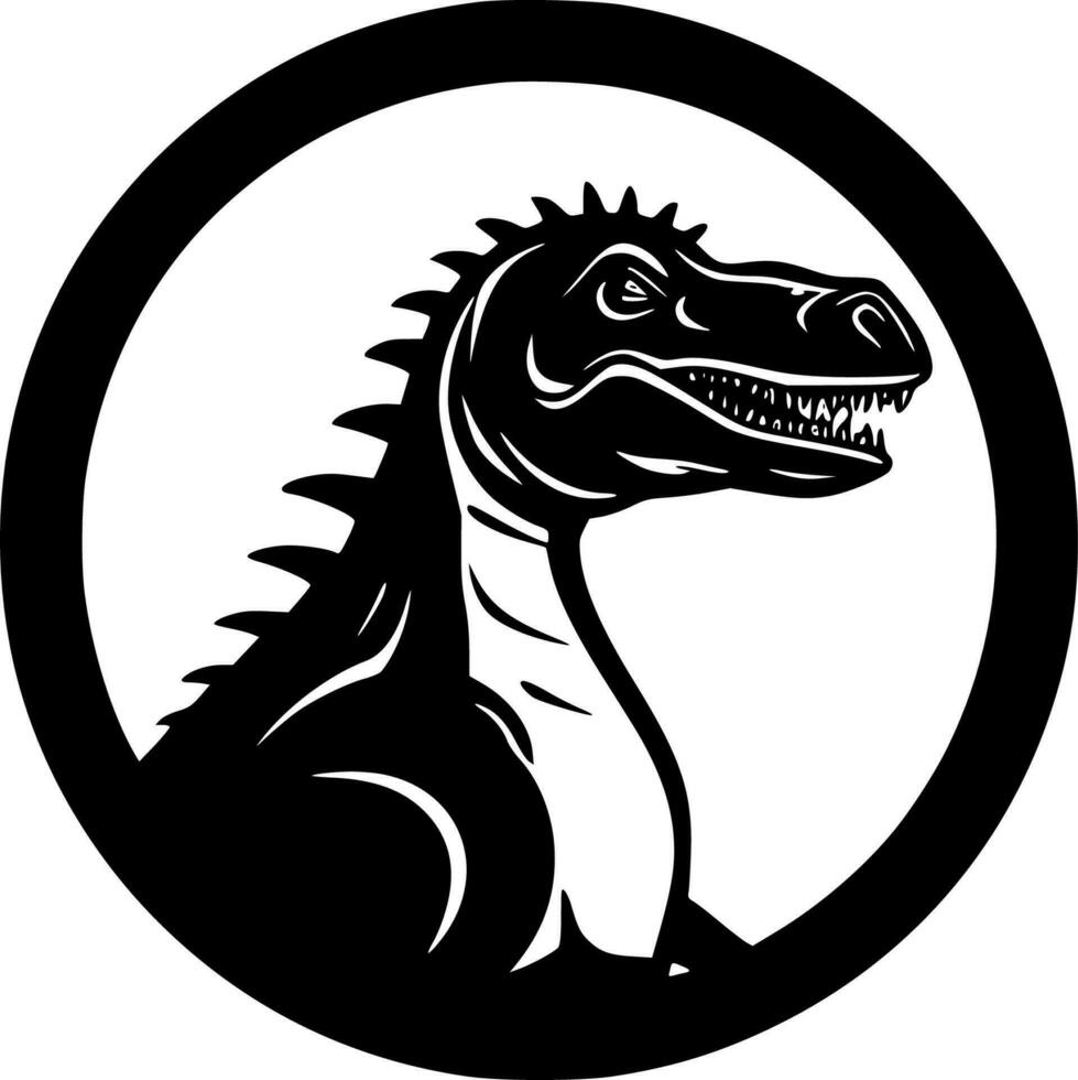 dinosaurio - negro y blanco aislado icono - vector ilustración