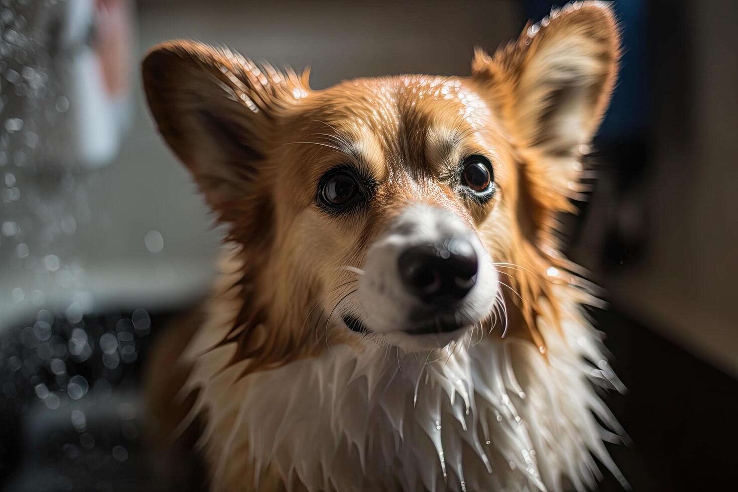 galés corgi pembroke en un ducha. ai generado foto