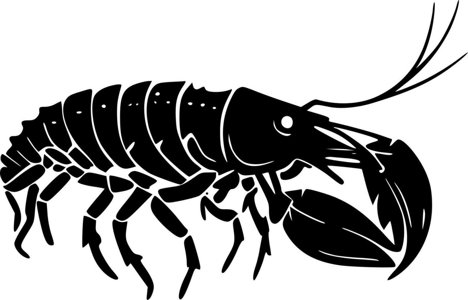 Crawfish, Black and White Vector illustration