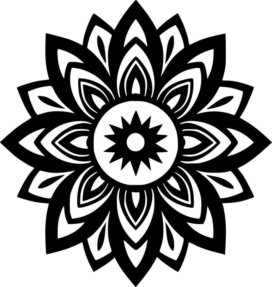 Mandala - Black and White Isolated Icon - Vector illustration