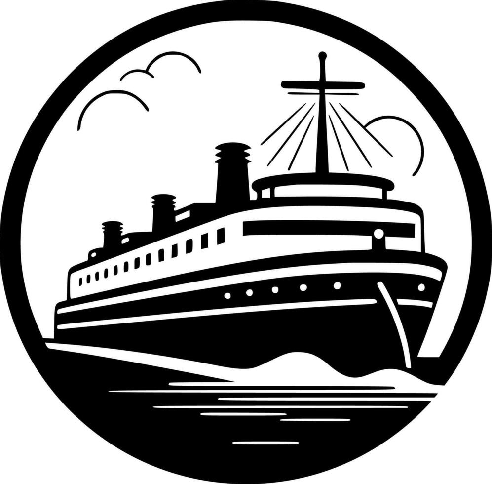 crucero, negro y blanco vector ilustración