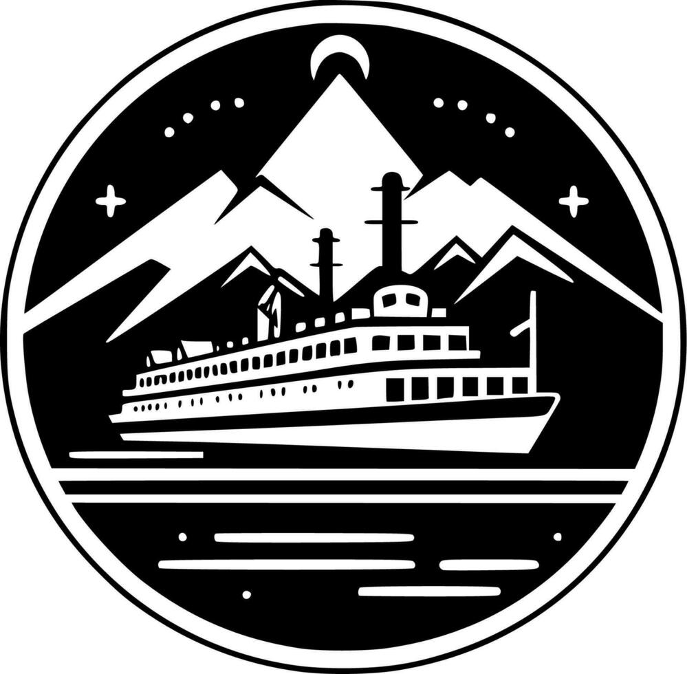 Cruise, Black and White Vector illustration