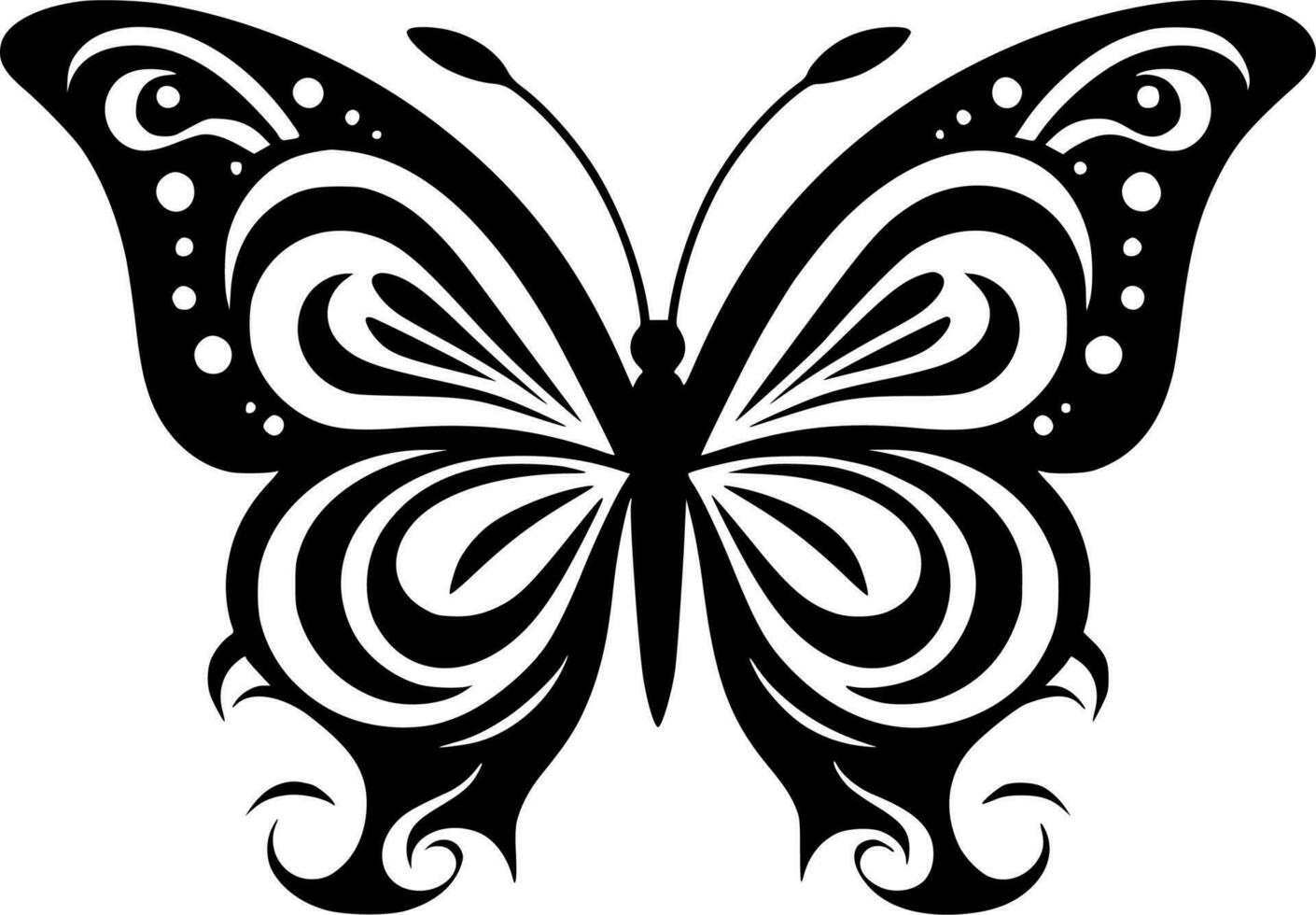 Butterflies - Black and White Isolated Icon - Vector illustration