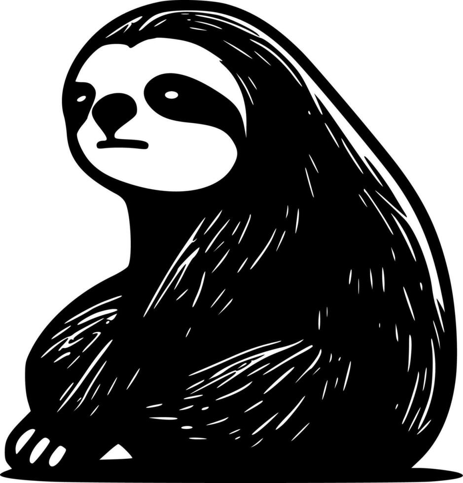 Sloth - Black and White Isolated Icon - Vector illustration