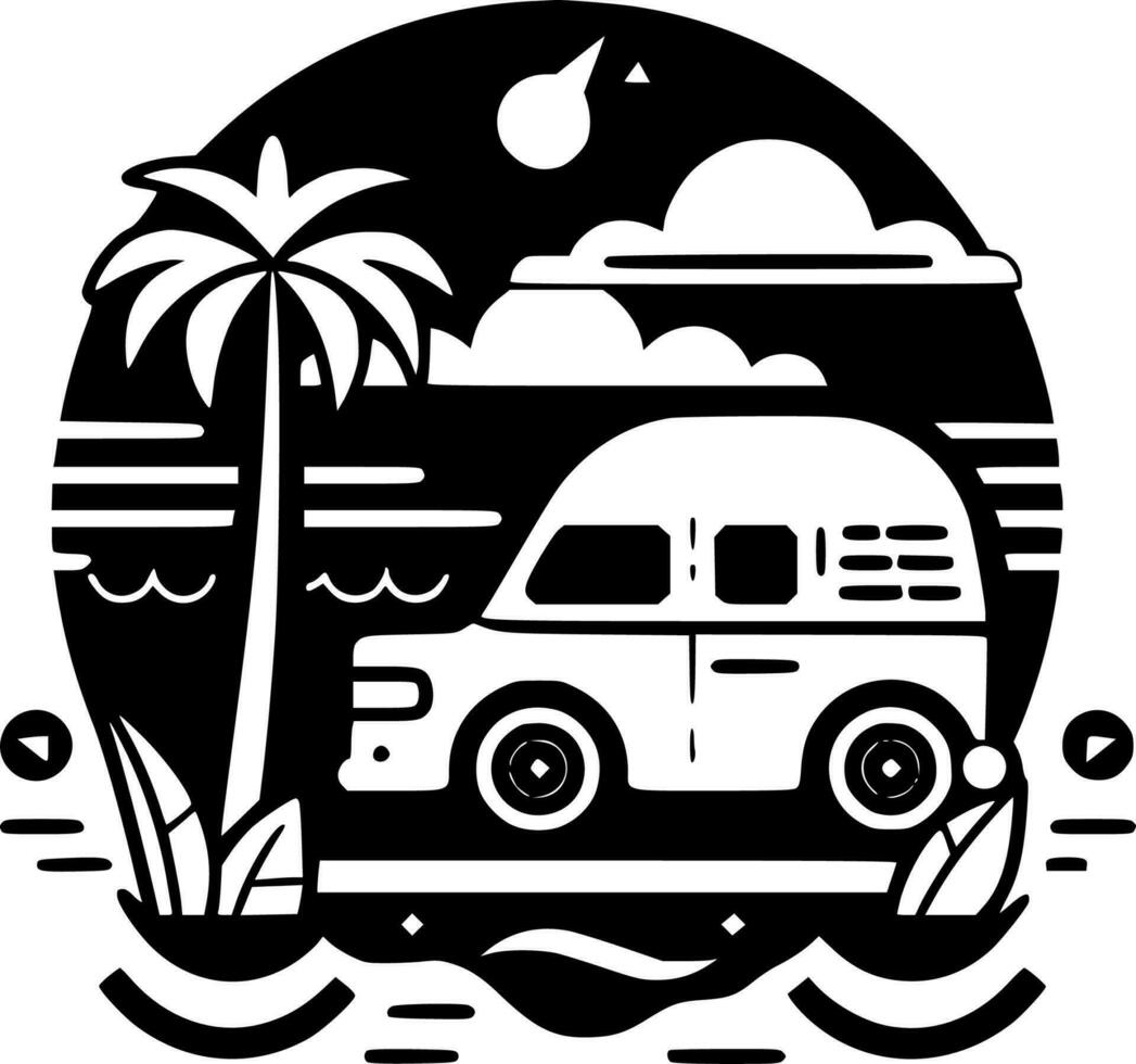 Summer, Black and White Vector illustration