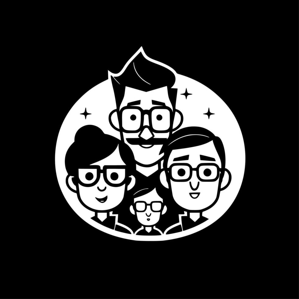 familia - negro y blanco aislado icono - vector ilustración