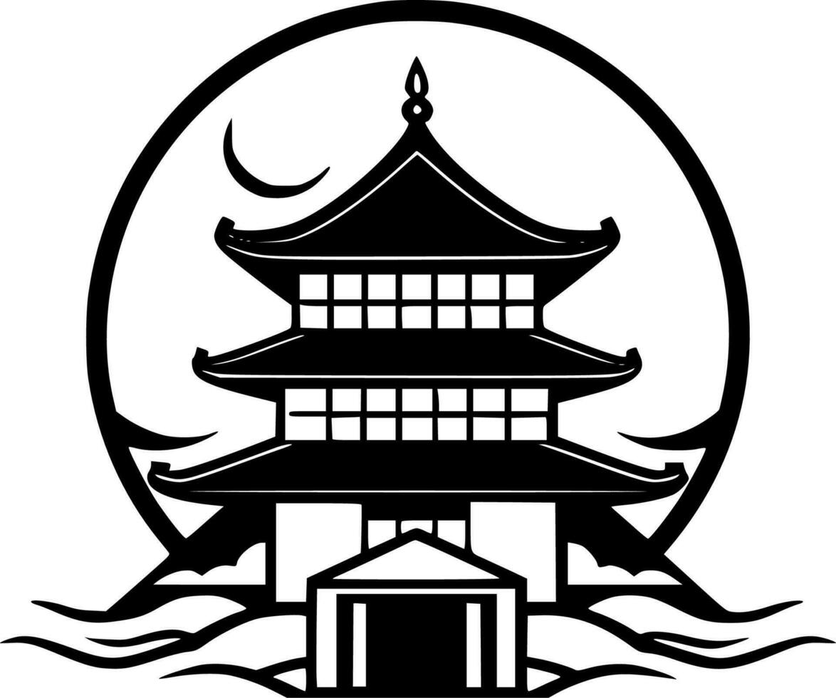 Japan, Black and White Vector illustration
