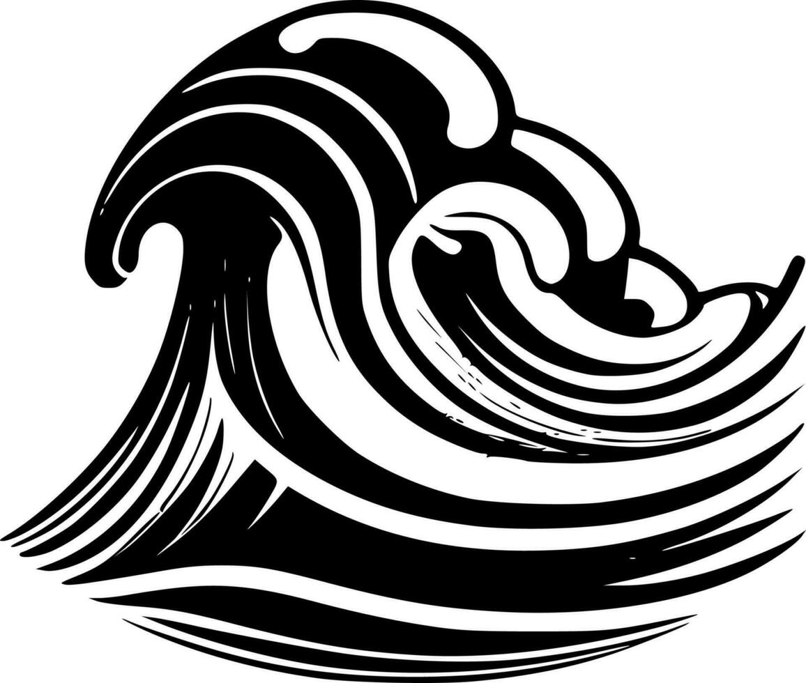 Waves, Minimalist and Simple Silhouette - Vector illustration