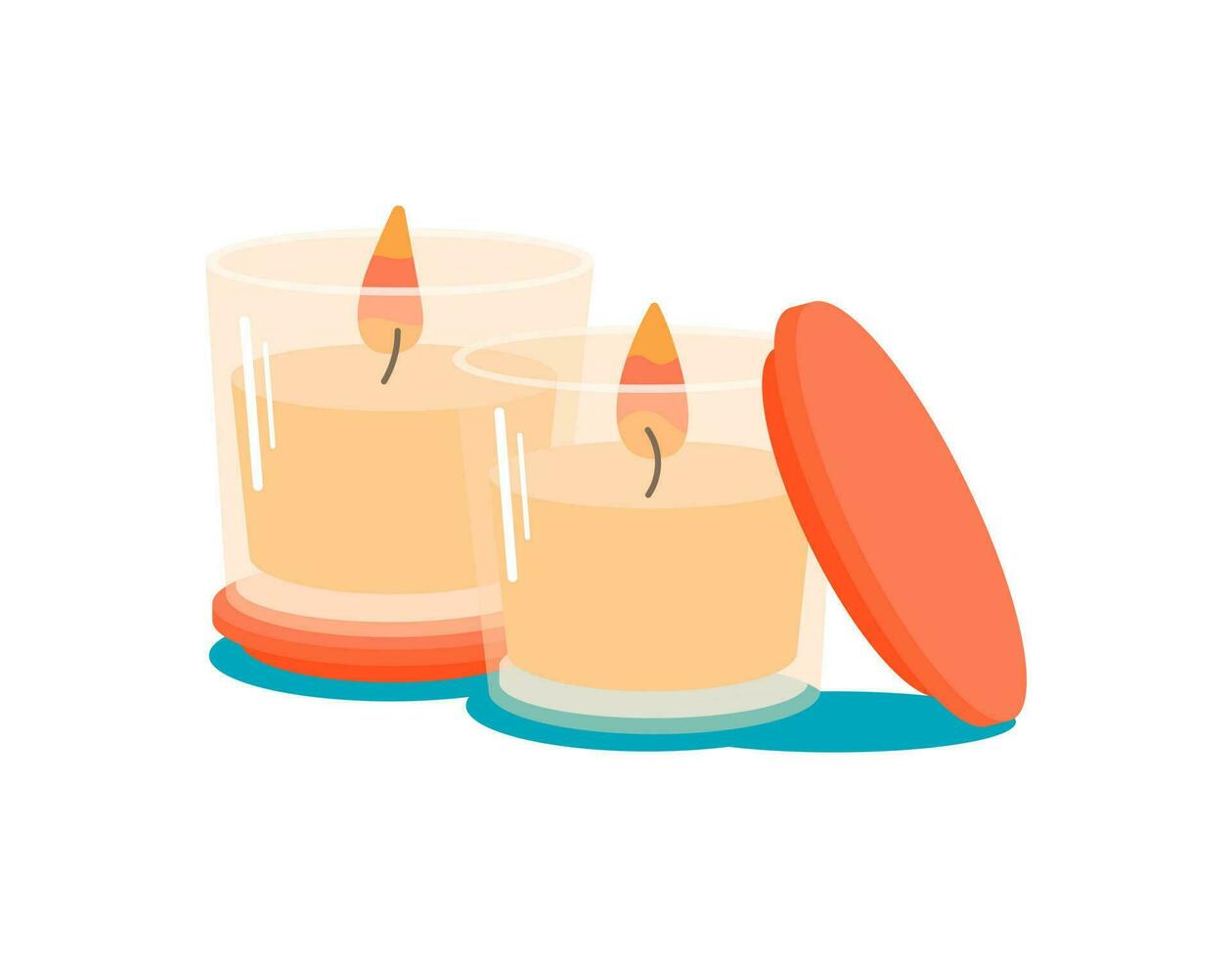 Flat illustration of typical scented wax candle isolated on white. Home design, interior, light vector