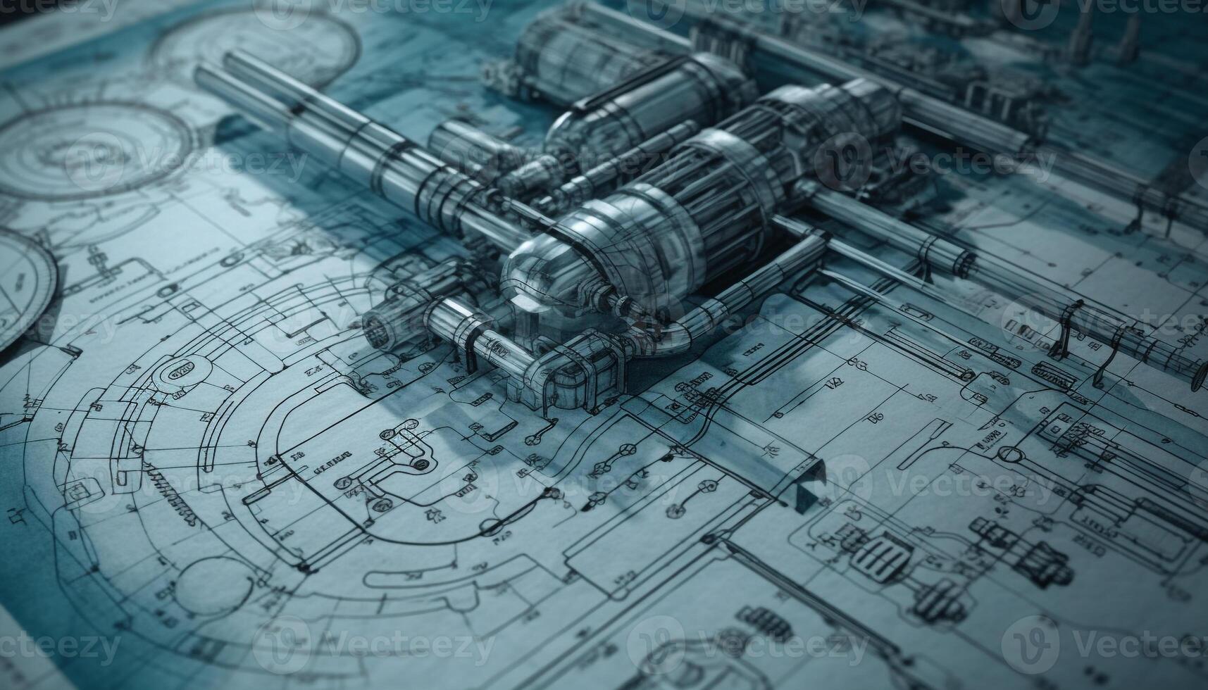 Modern blueprint outlines construction industry innovative technology and engineering ideas generated by AI photo