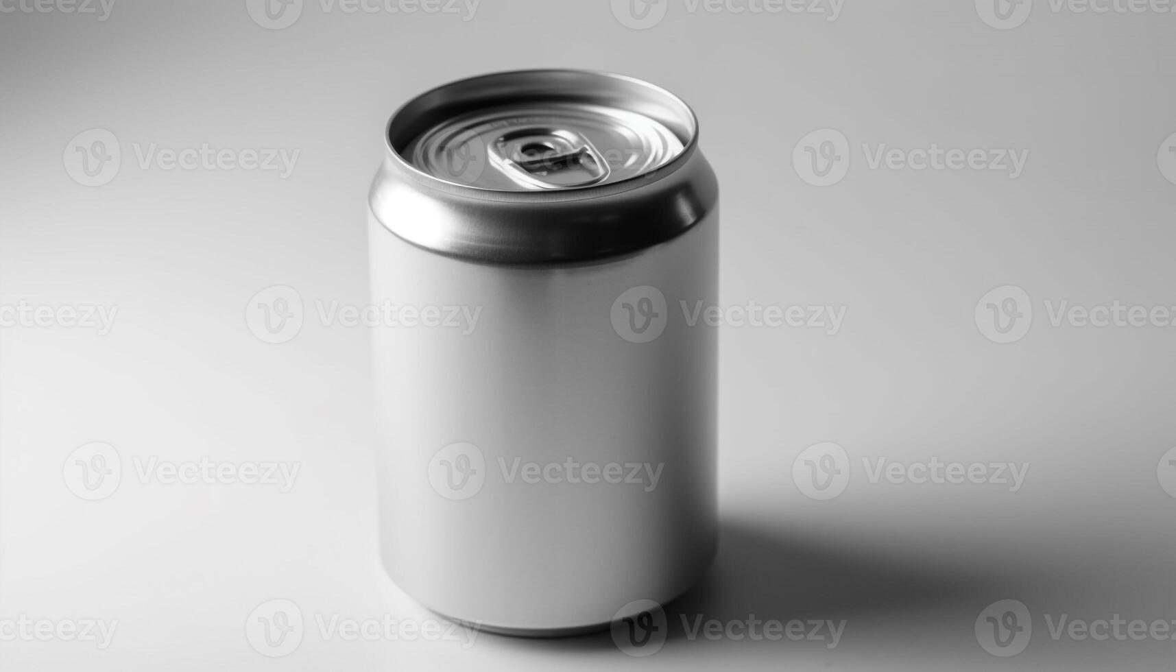 Shiny metal canister holds cold soda, perfect refreshment on hot day generated by AI photo