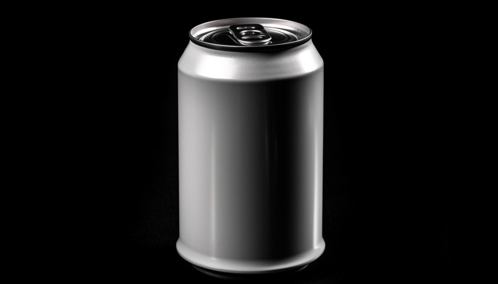 Shiny metallic drink can with cola, beer, or alcohol inside generated by AI photo