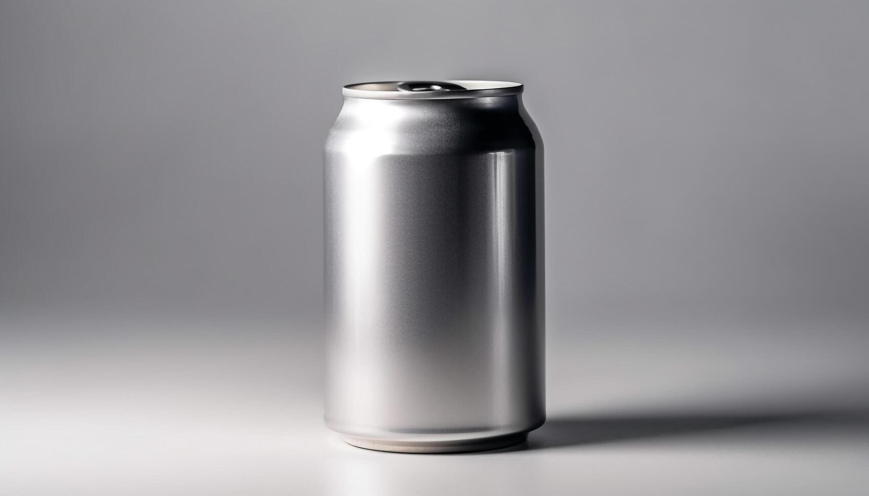 Shiny metal canister holds refreshing cola, perfect for thirsty drinkers generated by AI photo