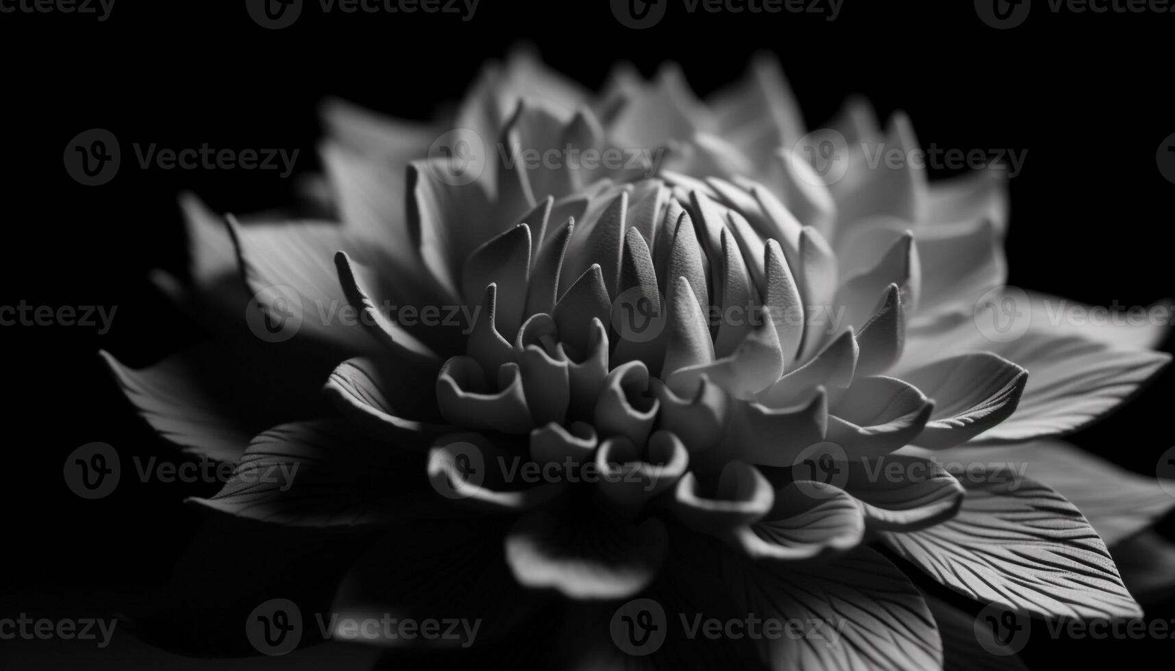 Yellow daisy, black background, fragile elegance in monochrome macro generated by AI photo