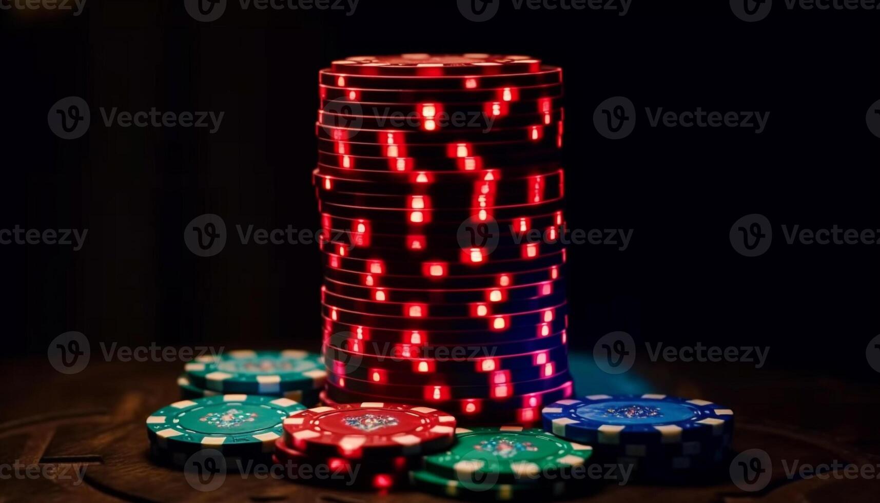 apilado juego papas fritas en verde sintió mesa significar casino éxito generado por ai foto