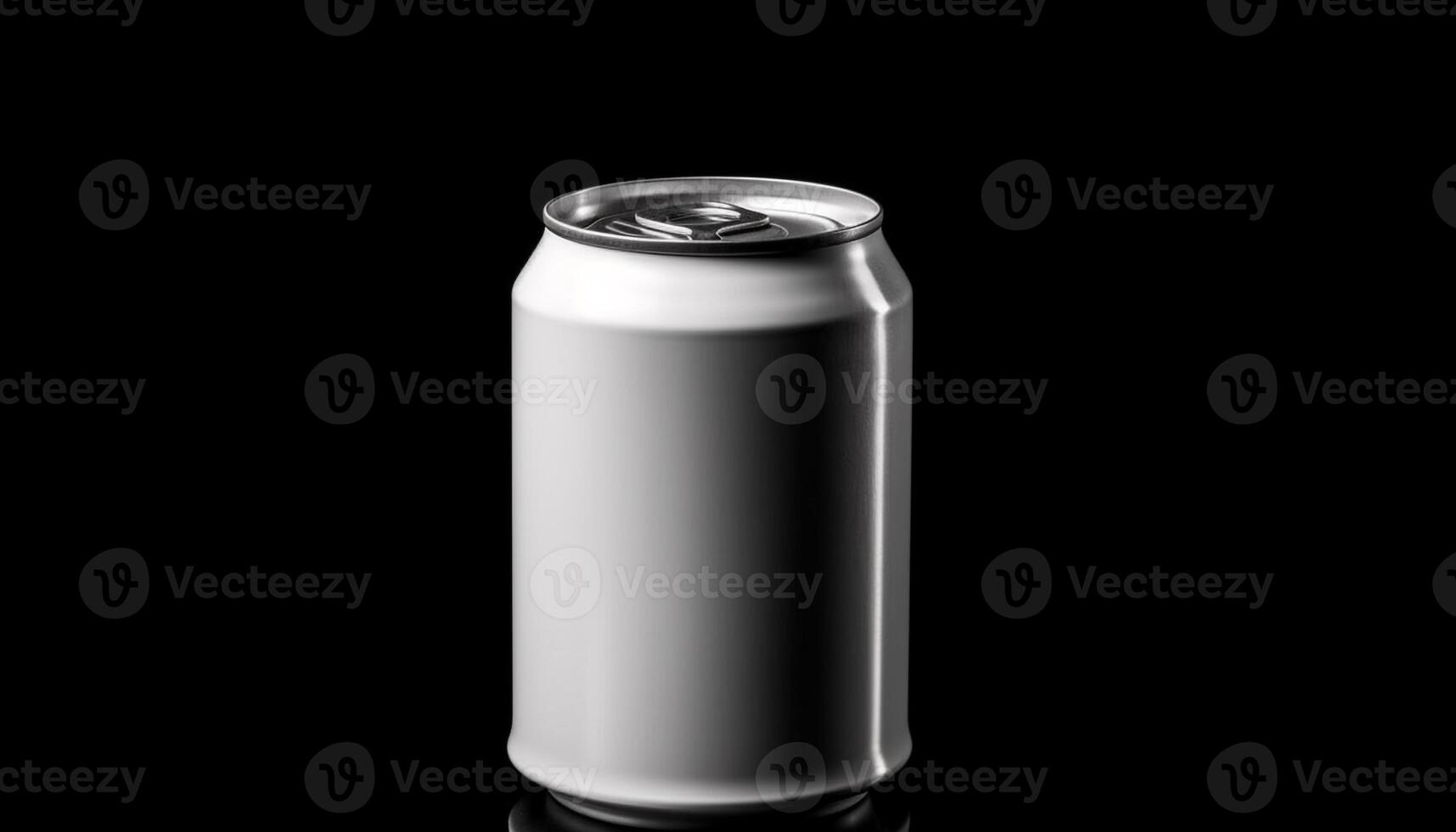 Shiny metal canister holds refreshing cola drink, wet with dew generated by AI photo