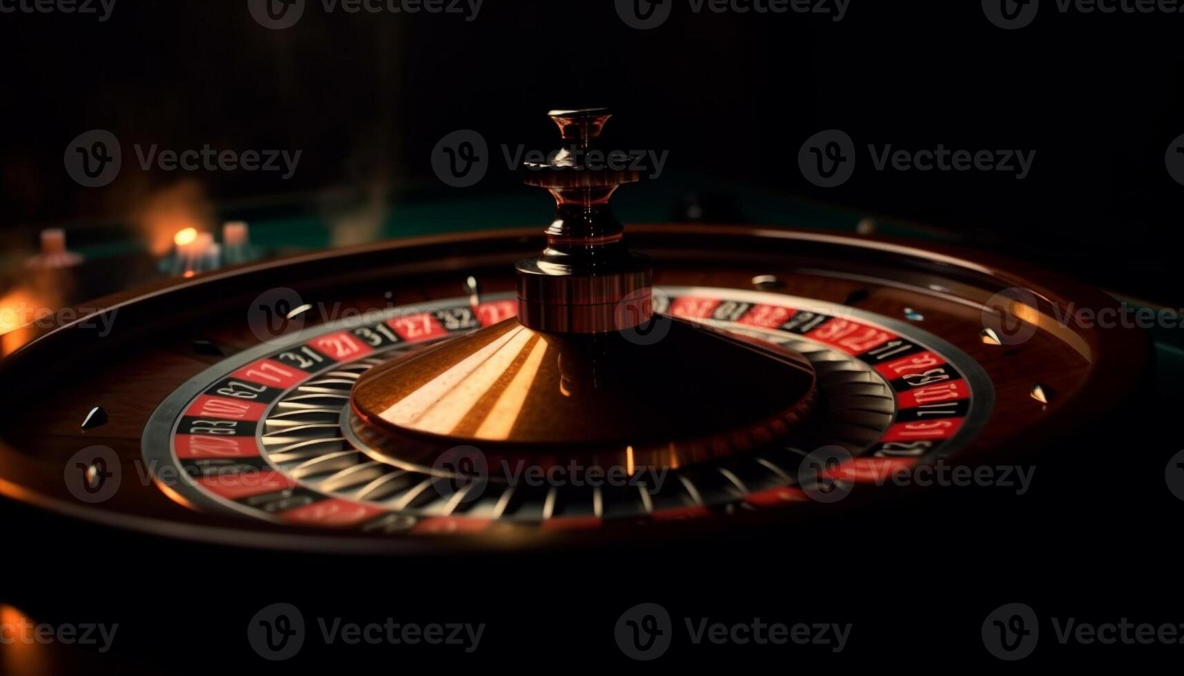 Roulette wheel spinning, chance for jackpot, wealth and success generated by AI photo