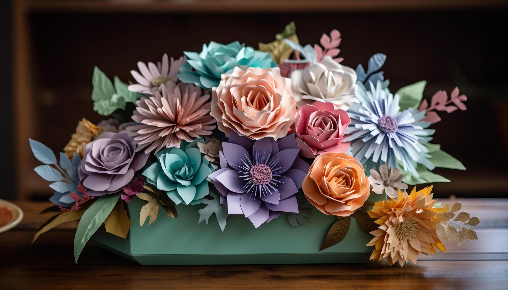 Nature bouquet of multi colored blossoms brings romance and love generated by AI photo