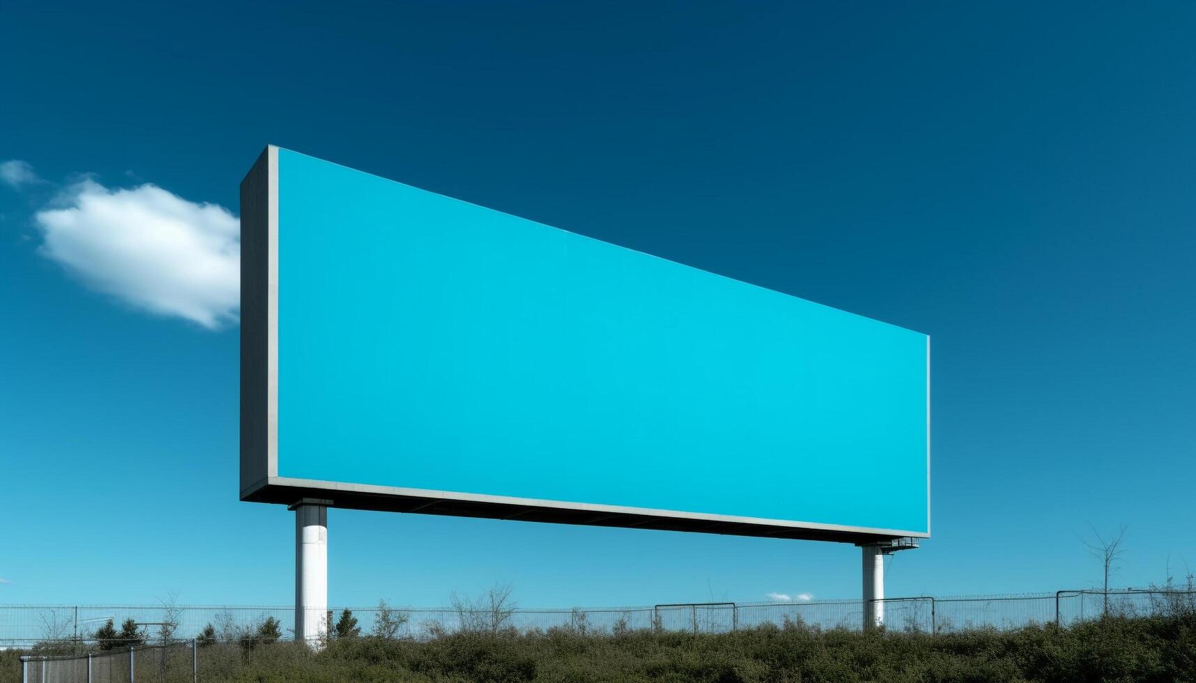 Clear sky, blue sign directs travel on empty road ahead generated by AI photo