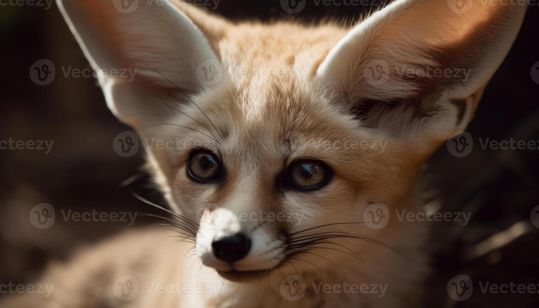 Cute kitten staring with focus on foreground, fluffy fur visible generated by AI photo