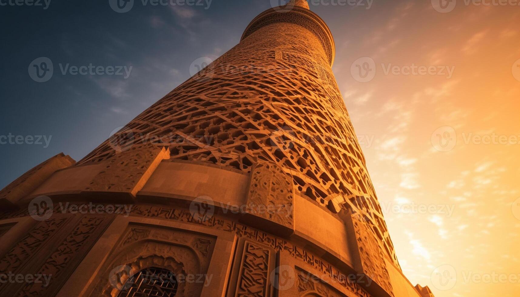 Majestic minaret symbolizes spirituality in the African cityscape at dusk generated by AI photo