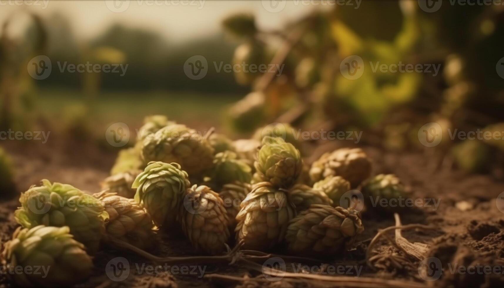 Fresh organic hop cone, a key ingredient in brewery beer generated by AI photo
