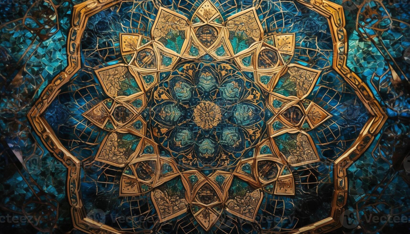 Ornate mandala symbolizes spirituality in modern computer graphic design generated by AI photo