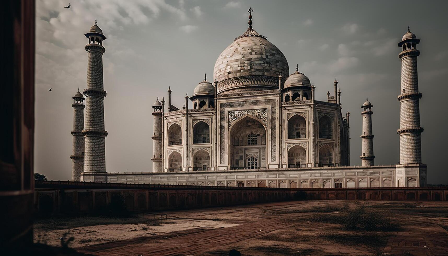 Majestic minaret symbolizes spirituality in ancient Indian culture at sunset generated by AI photo