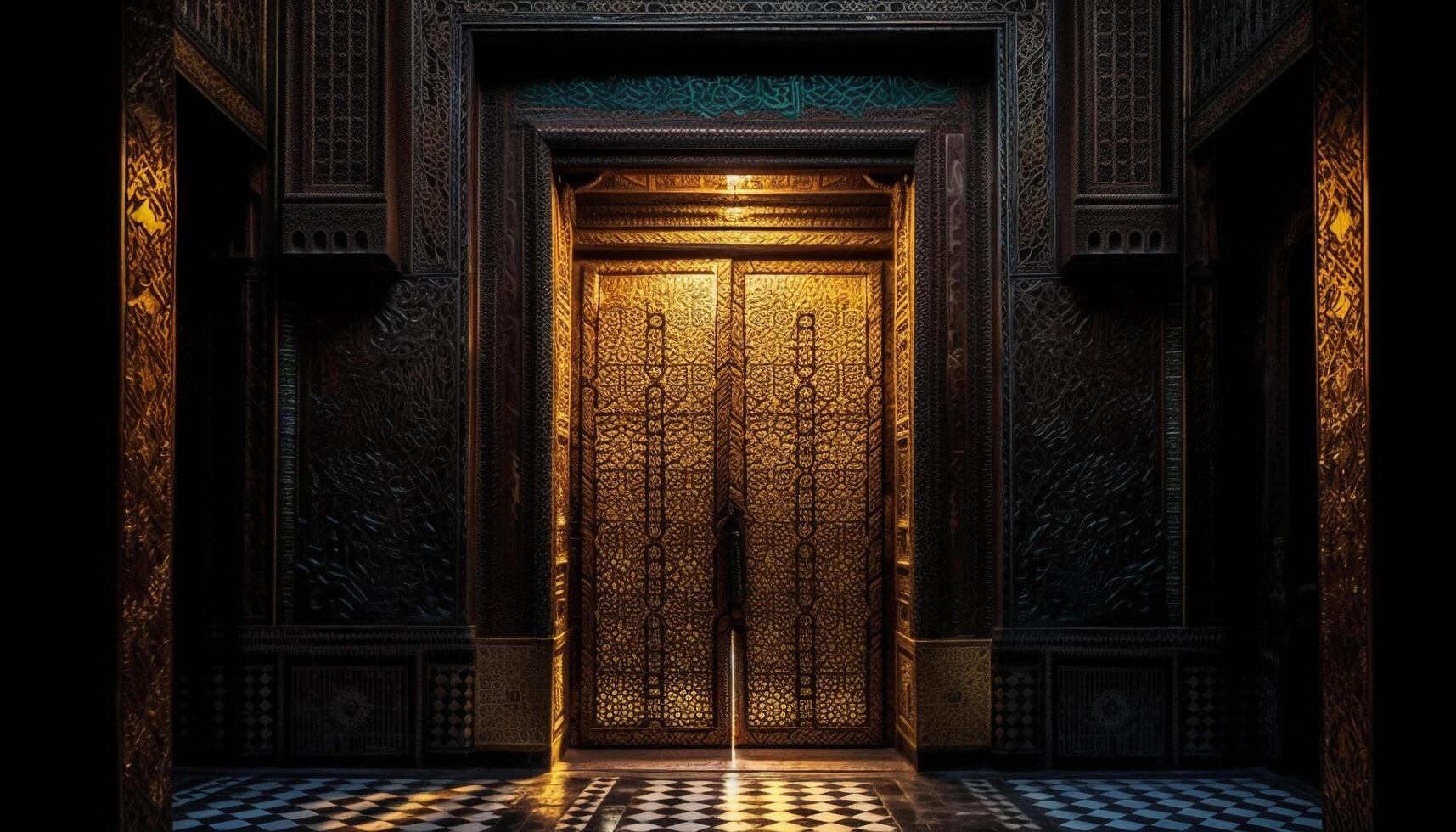 Ancient entrance to famous place, built with elegance and luxury generated by AI photo