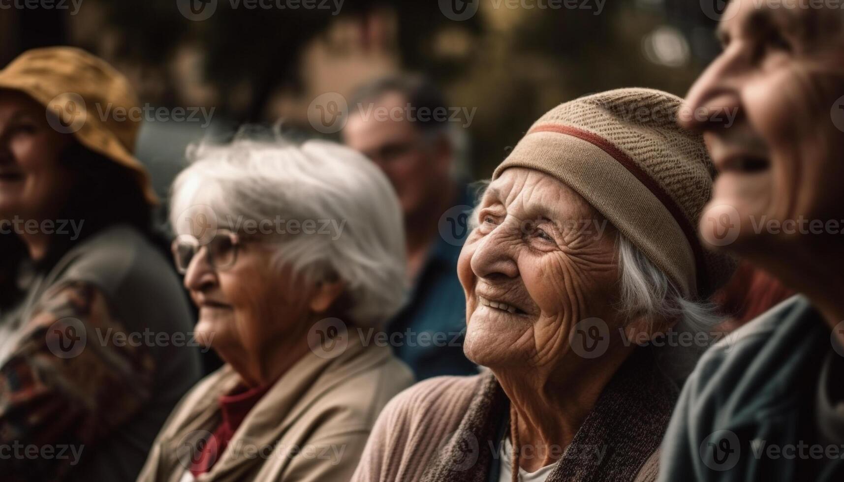 Smiling seniors enjoy nature, walking and bonding photo