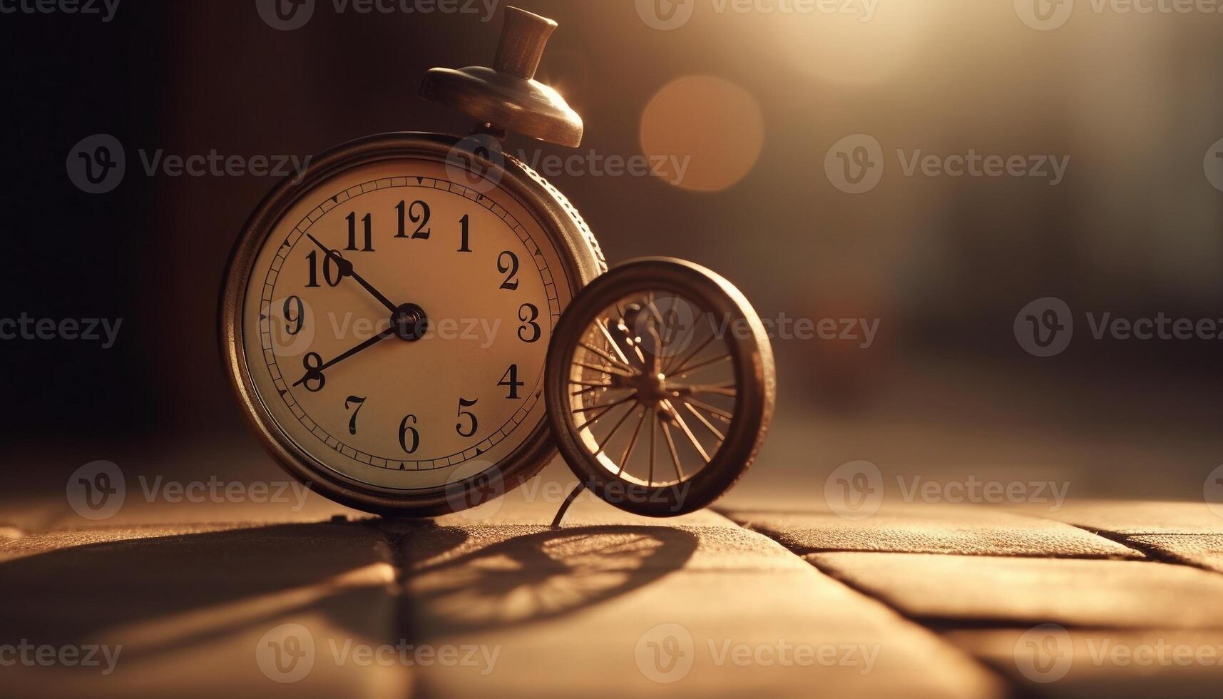Old fashioned alarm clock wakes up sleeping sun 24574233 Stock Photo at