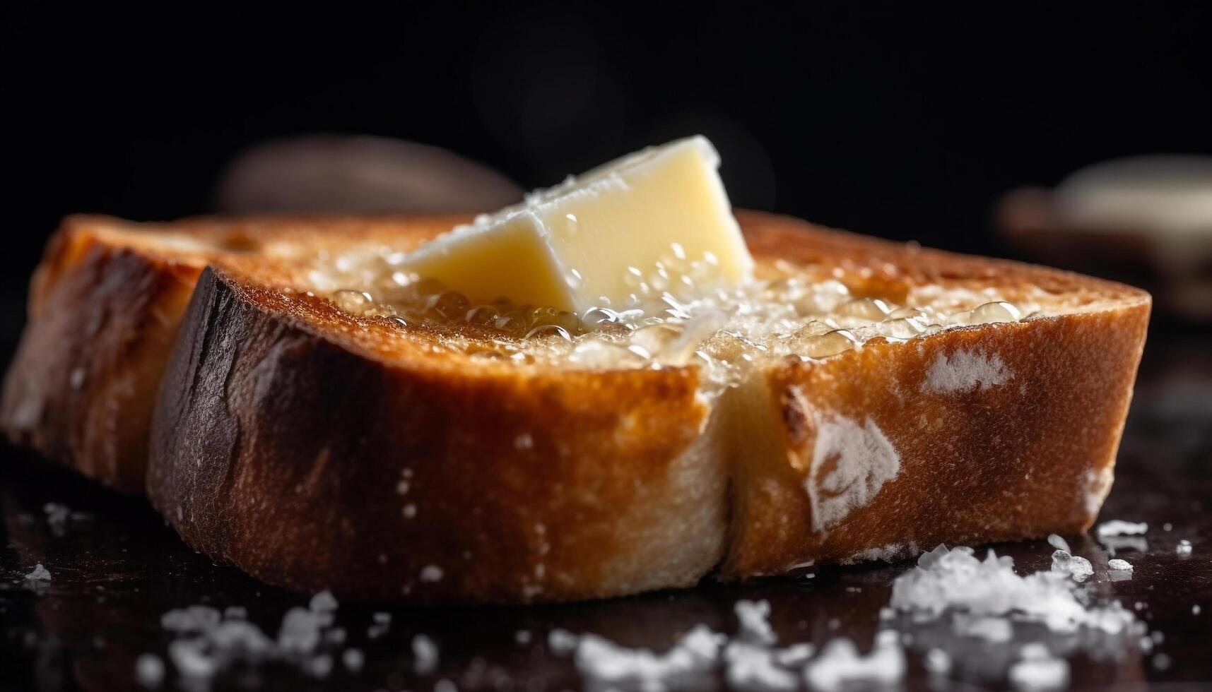 Freshly baked rustic bread, ready to eat snack photo